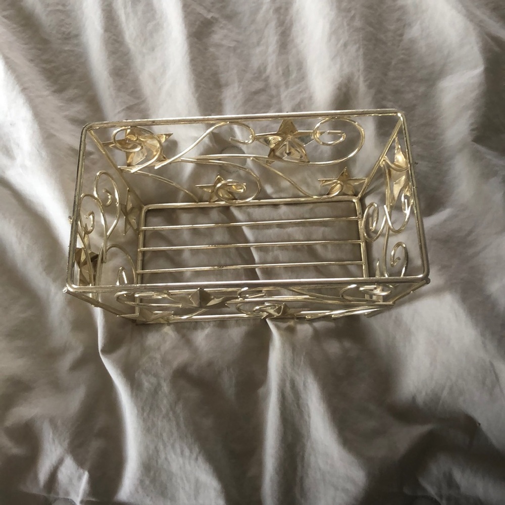 Gold metal storage bin
